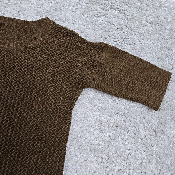 Peruvian Connection Sweater Women Small Brown Crochet Knit Pima Cotton Boho - Picture 3 of 12